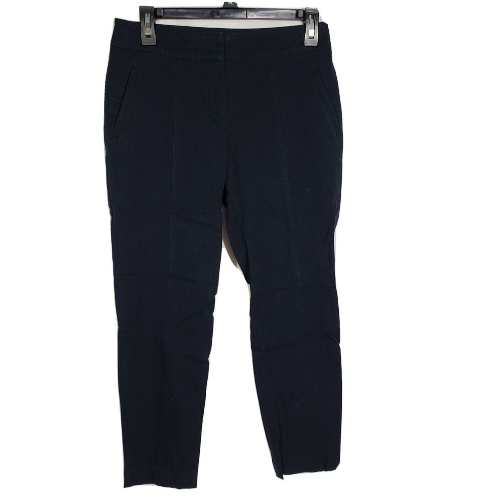 Talbots Petites Women’s Pants Size 4P Navy Blue Dress Mid Rise Pockets Cropped